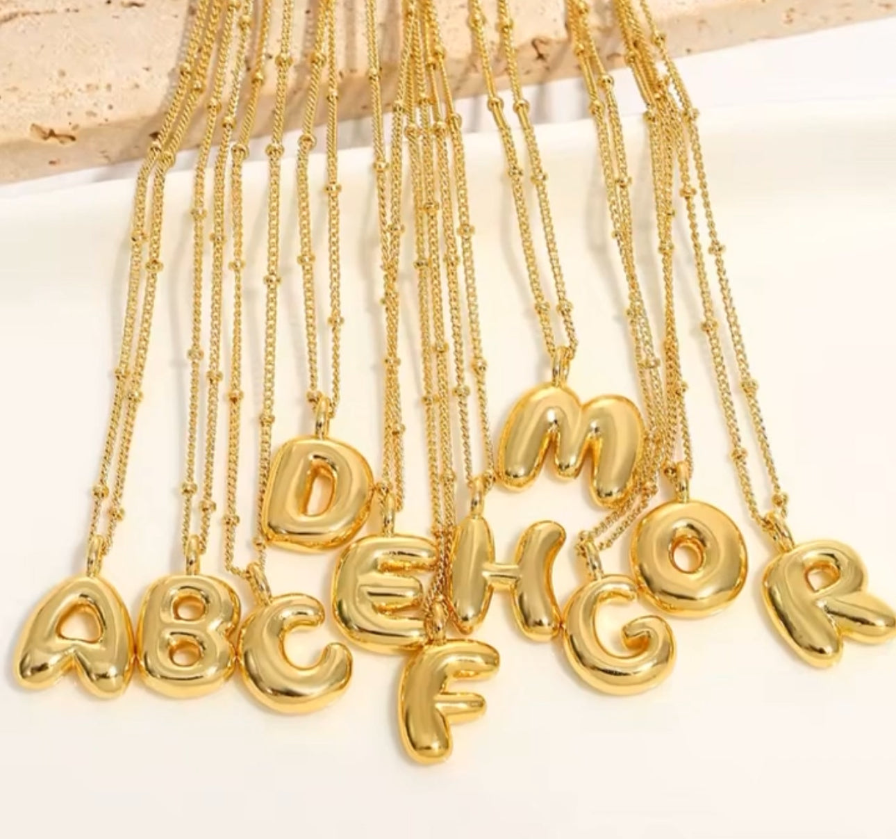 Stainless Steel Gold Plated Bubble Letter Charm