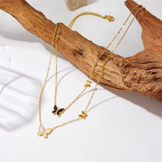 Golden Butterfly Layered Necklace | Elegant & Modern Design