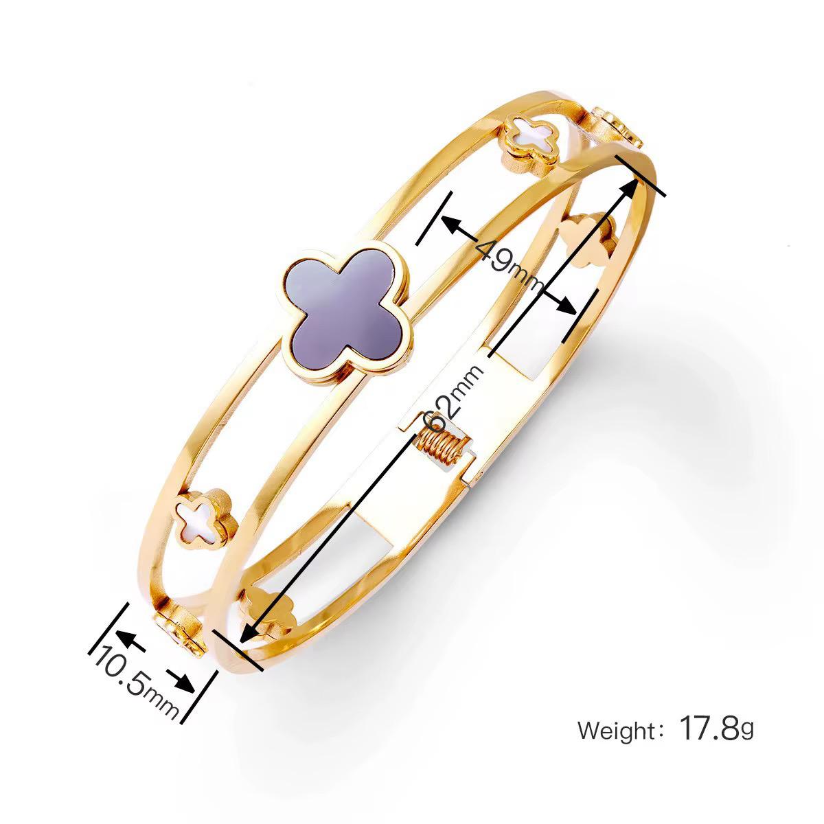 Elegant Open Lucky Clover Bangle.