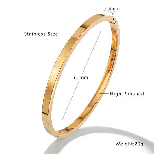 Classic Sleek Bangle Meticulously crafted from high-quality stainless steel and finished with a brilliant high-polish shine.